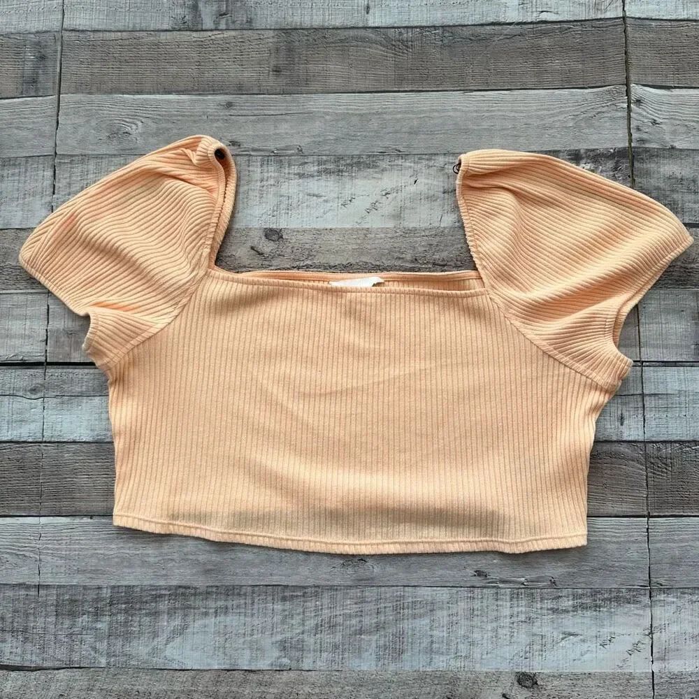 NWOT H&M Square Neck Ribbed Orange Crop Top | XXL